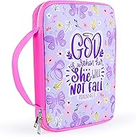 Vista 9 de ICOSY Funda para la Biblia para mujeres y niñas, funda para la Biblia con asa para niños y niñas, accesorios de estudio bíblico, suministros
