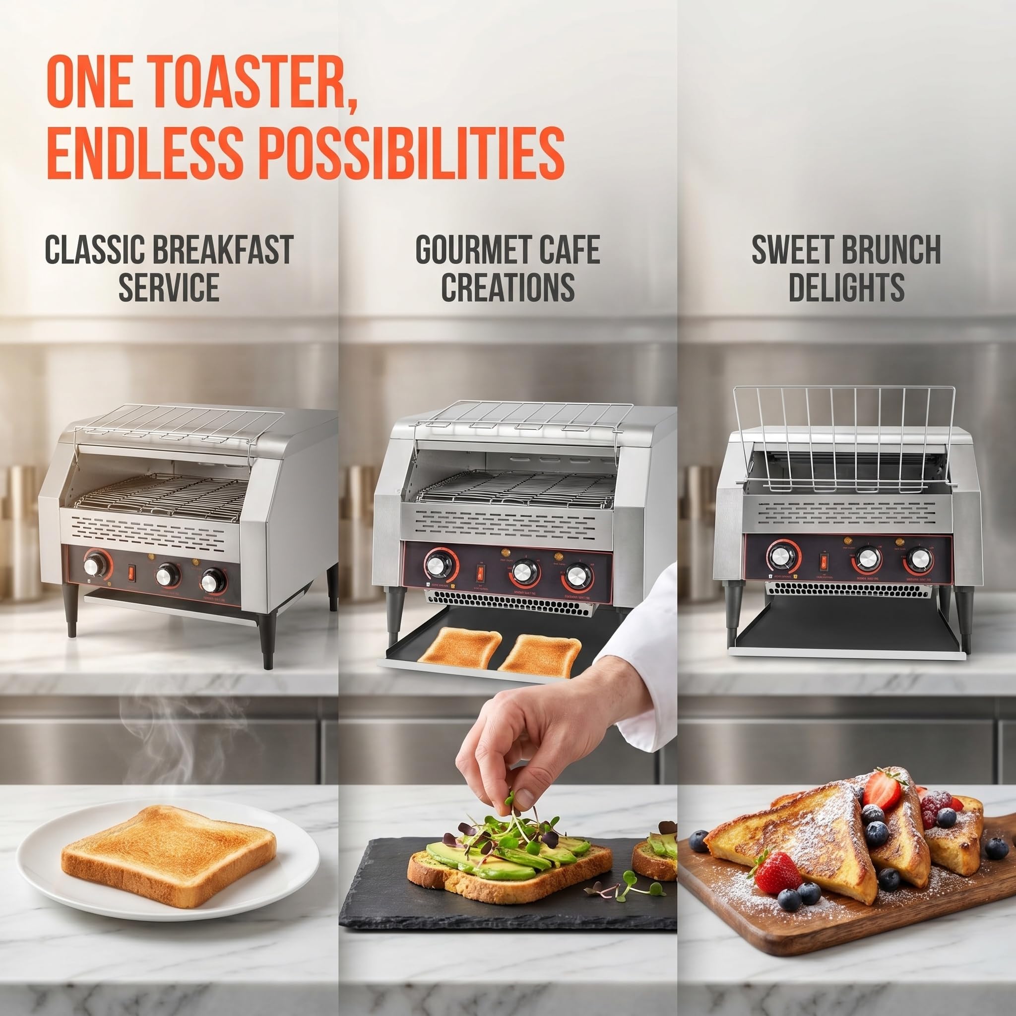 Four Grille-Pain électrique à Convoyeur Professionnel - 450 Tranches/Heure, Acier Inoxydable - Idéal pour Restaurants, Boulangeries Et Buffets - Haute Efficacité Et Conception Durable