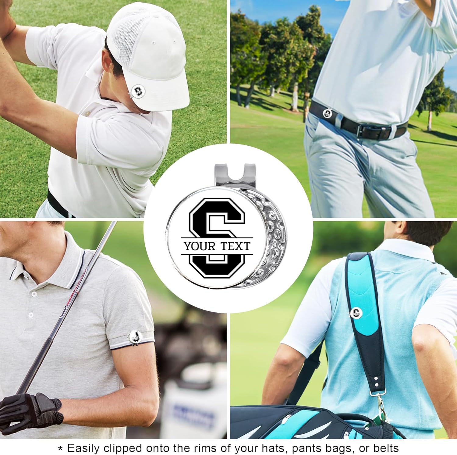 Personalized Golf Ball Marker, 4 Pack with Golf Marker Magnetic Hat Clips, Monogrammed Golf Gifts, Golf Accessories for Men & Womens Golf Markers