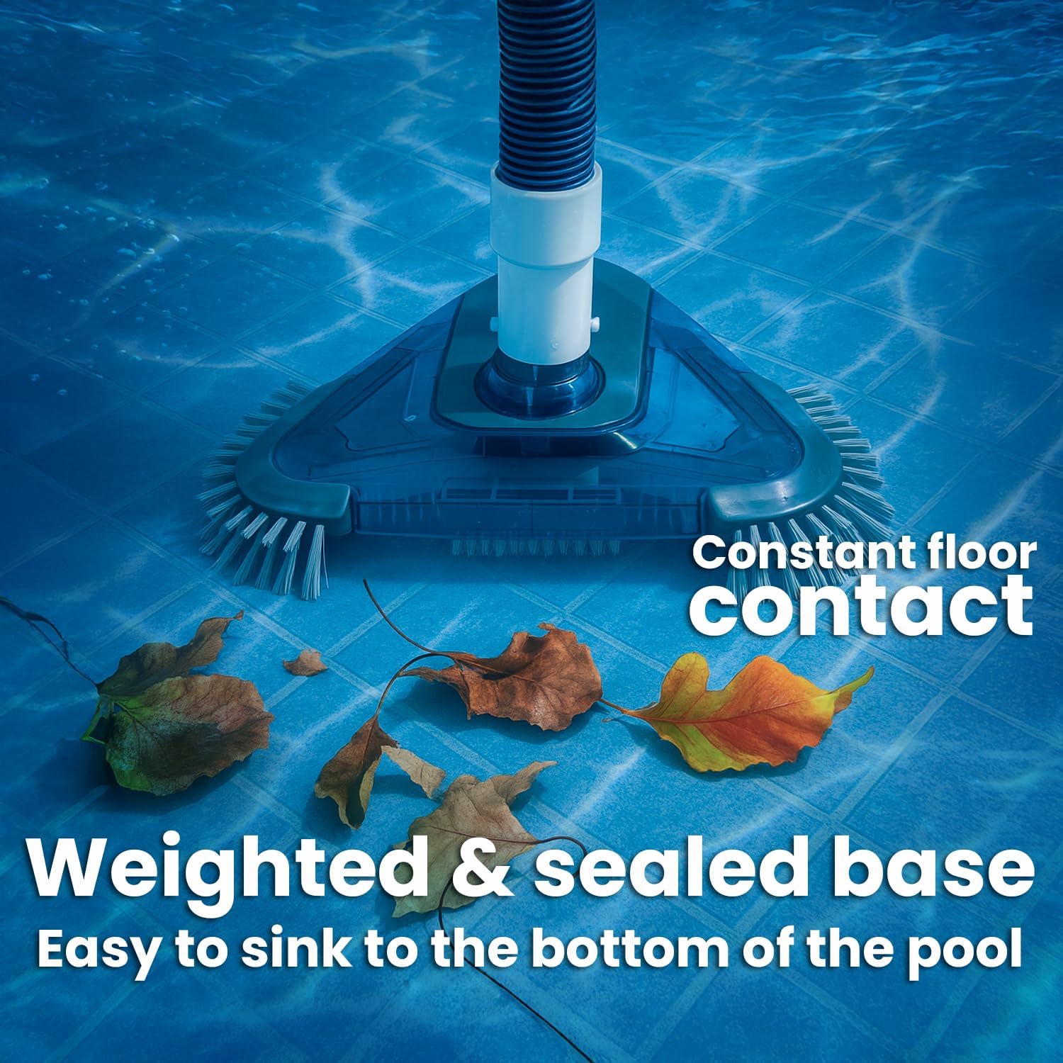 XtremepowerUS Triangular Pool Vacuum Head with Side Brushes, Swivel Connection - for Inground & Above Ground Swimming Pools (Pole Not Included)