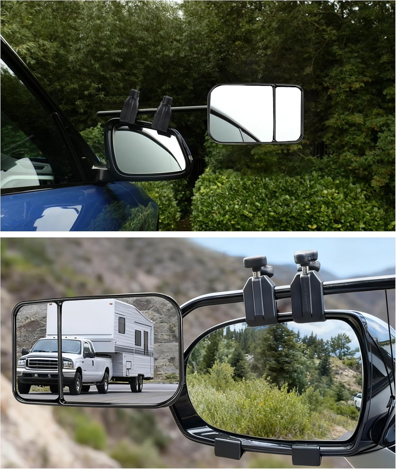 2PCS Tow Mirrors,Car Accessories Mirror Extenders for Towing,Universal Clip-On Mirror Extenders,Adjustable Flat Rearview Mirrors,Suitable for Most Cars,Trucks,Trailers,RVs,SUVs Etc