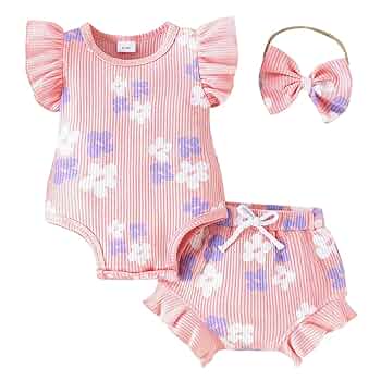 Set 3 Pezzi Vestito Bambina Con Body, Fiocco E Calzini - Tuta Fiori Neonato - Foto 12