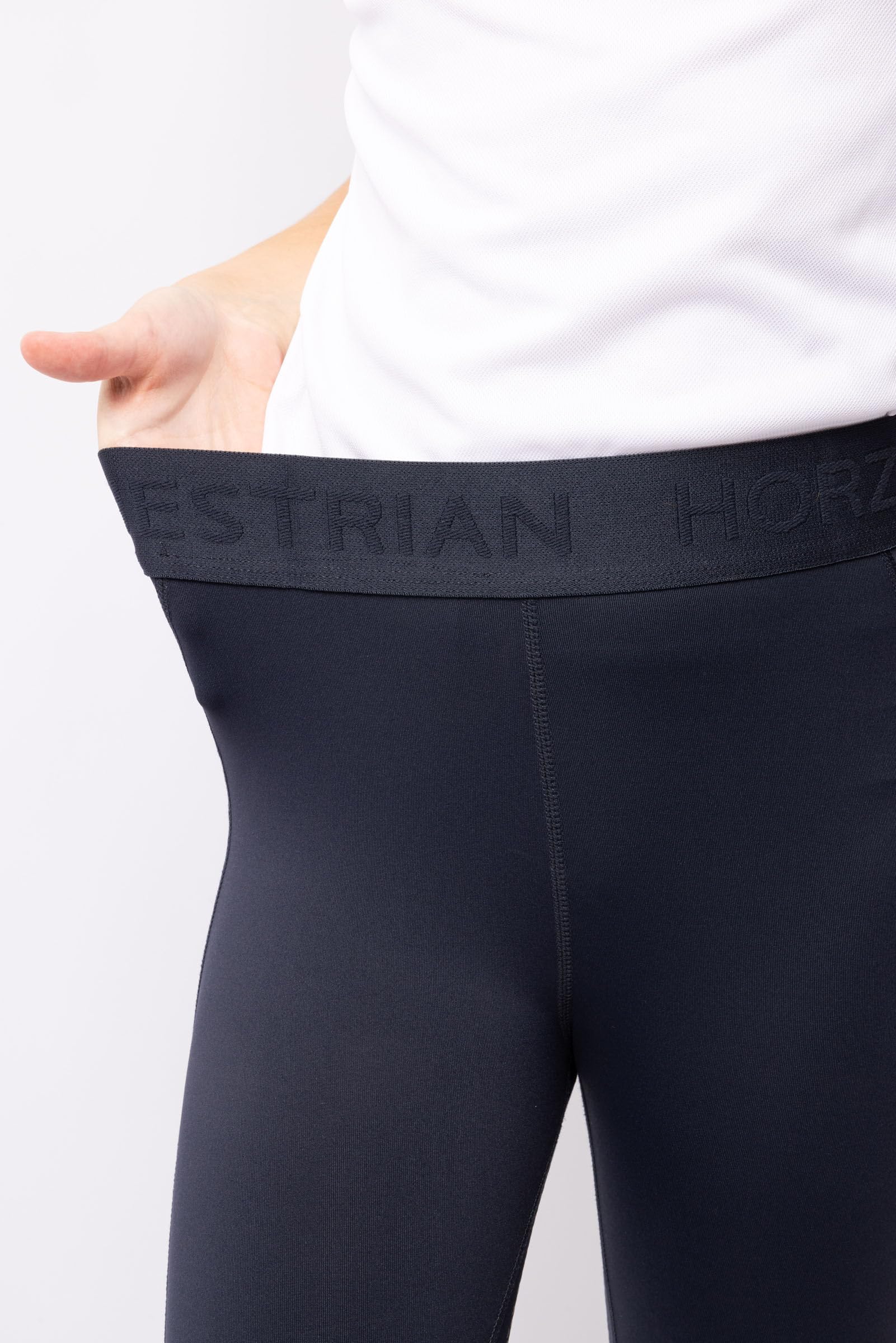 HORZE Kinder Reitleggings Madison, Vollbesatz Reithose Mädchen mit Silikon für besseren Halt im Sattel, Blau, 158/164