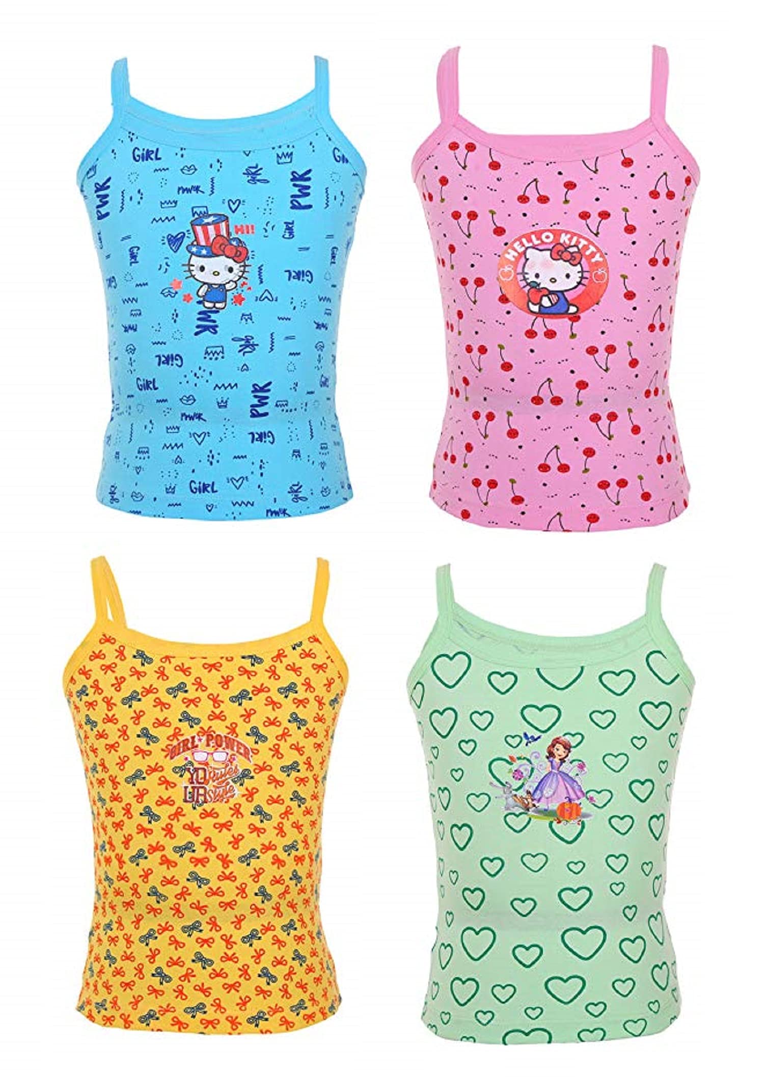 SMARTERKIDSPure Cotton White Princess Cut Printed Slip with Cartoon Sticker for Girls and Kids (3-6 Months)