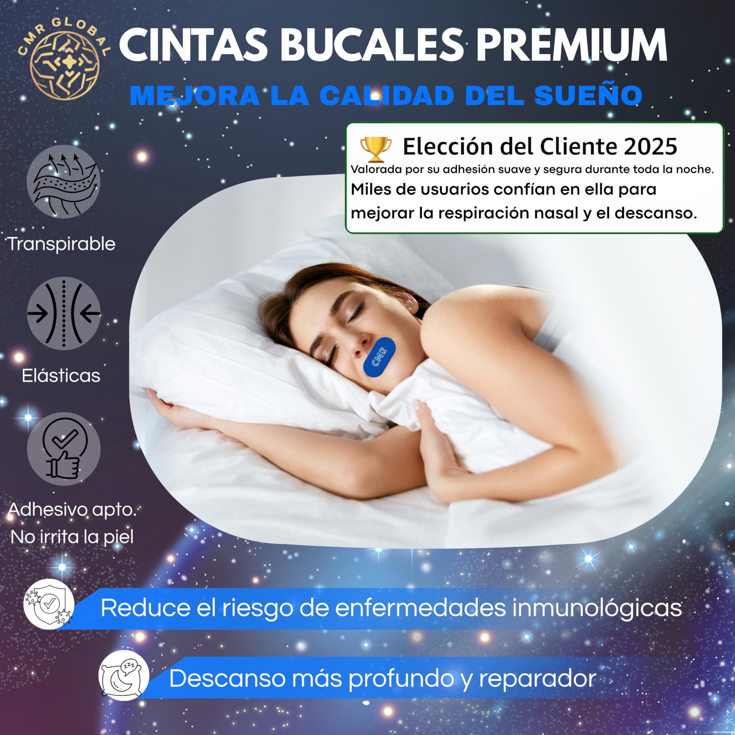 PACK PRO PREMIUM Pack de 60 Tiras Bucales Mouth tape para dormir. Antirronquidos para Dormir con la Boca Cerrada. Cinta Bucal Mejora la Respiración y Reduce los Ronquidos. Tiras Para Dejar de Roncar.