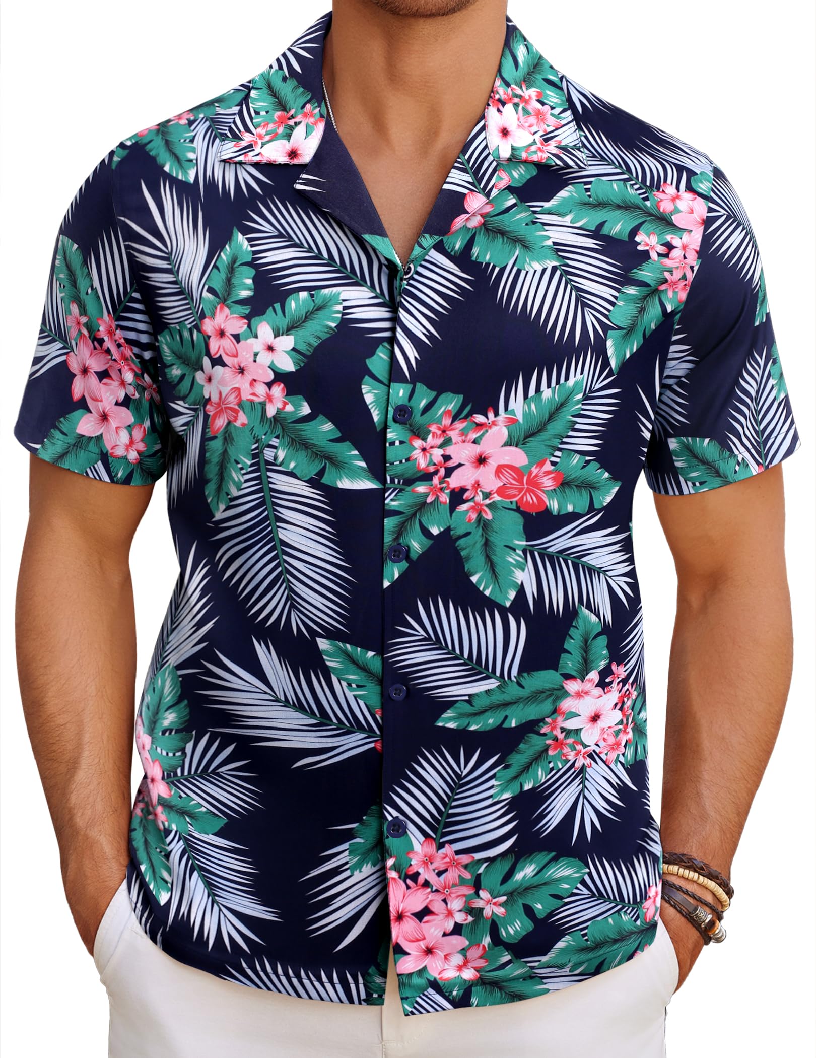 COOFANDY Hawaiihemd Herren Kurzarm Sommerhemd Leicht Freizeithemd Hawaii Kurzarmhemd Strandhemd Männer Hemden Urlaub