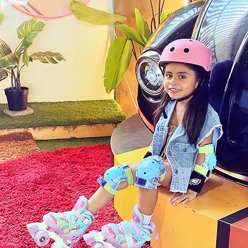 Miniatura 7 de Nattork Patines de ruedas para niñas para niños, 4 tamaños ajustables de arco iris con todas las ruedas iluminadas, el mejor regalo de cumpleaños