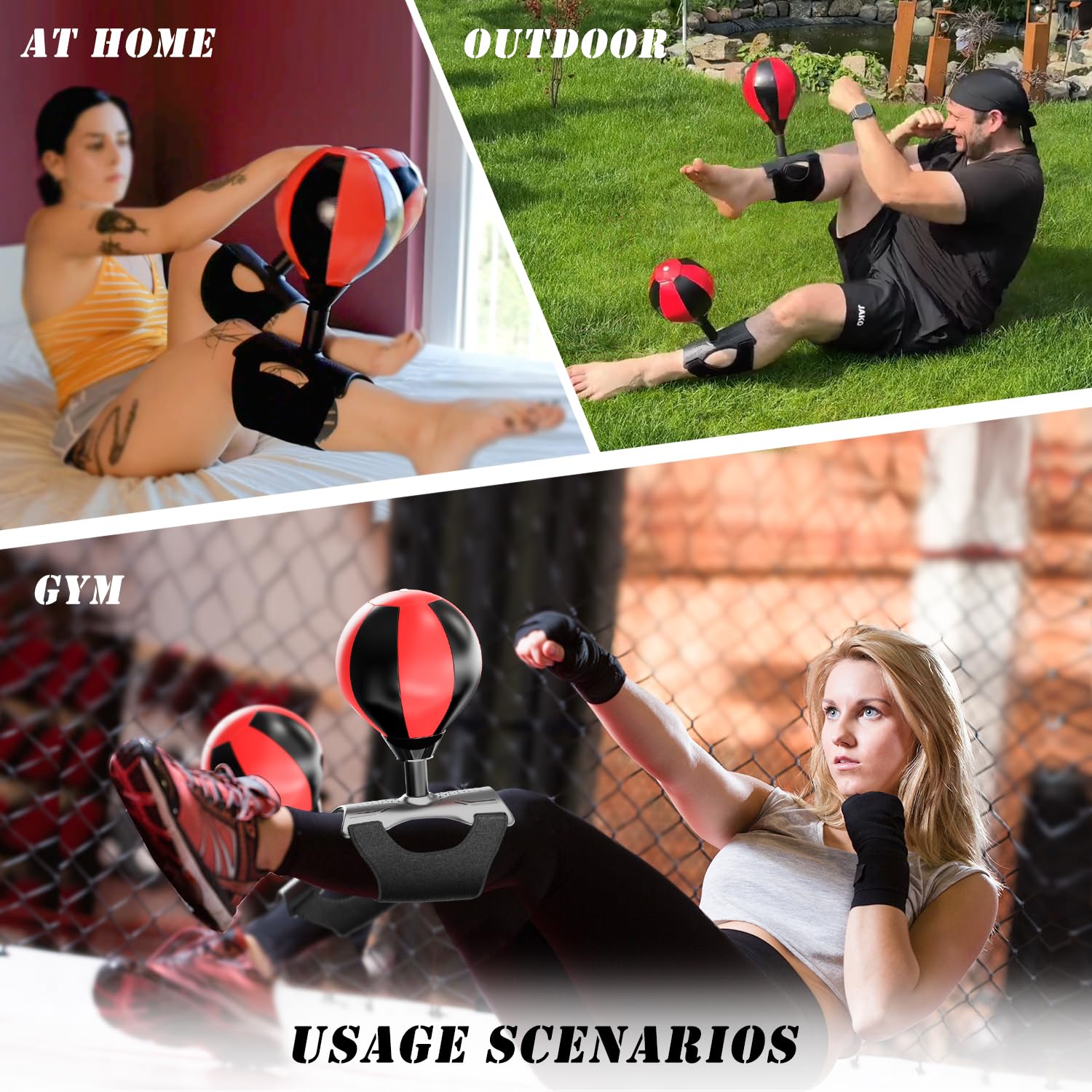 Sit Up Punchingball,Abdominale con Saco de Boxeo y Espinilleras, Innovador y Divertido Equipo de Fitness para el Hogar.