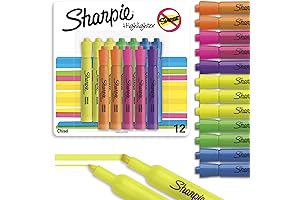 Sharpie 27145 Pocket Highlighters, Chisel Tip, Assorted Colors, 12