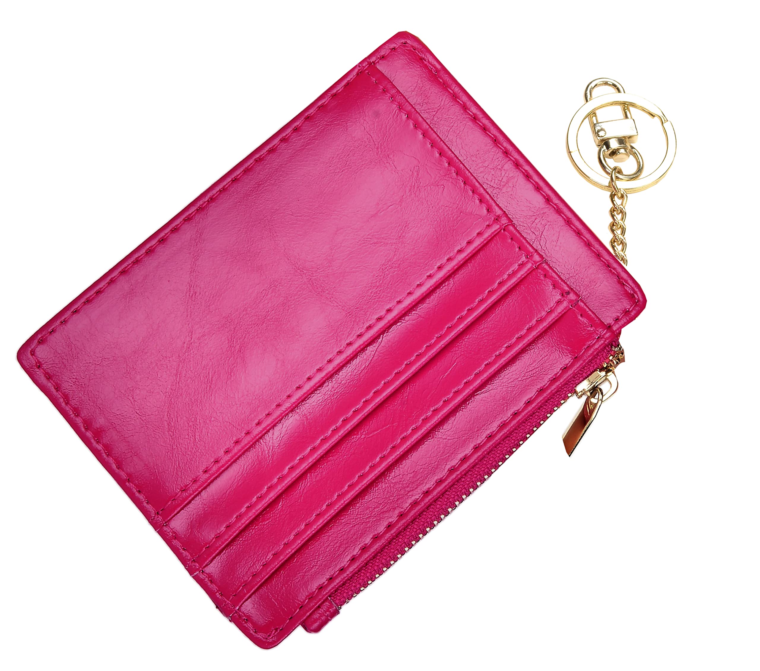 woogwin Slim RFID Credit Card Holder for Women Mini Front Pocket Wallet Purse With Keychain