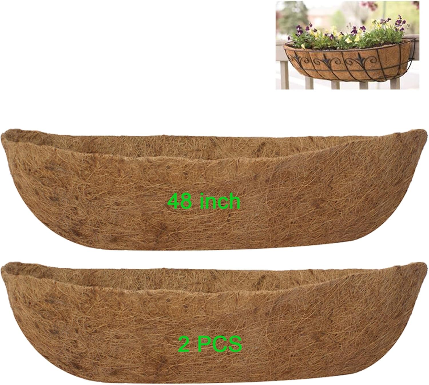 Frillybutts 48 Inch Coco Liner,Window Deck Trough Coco Coir