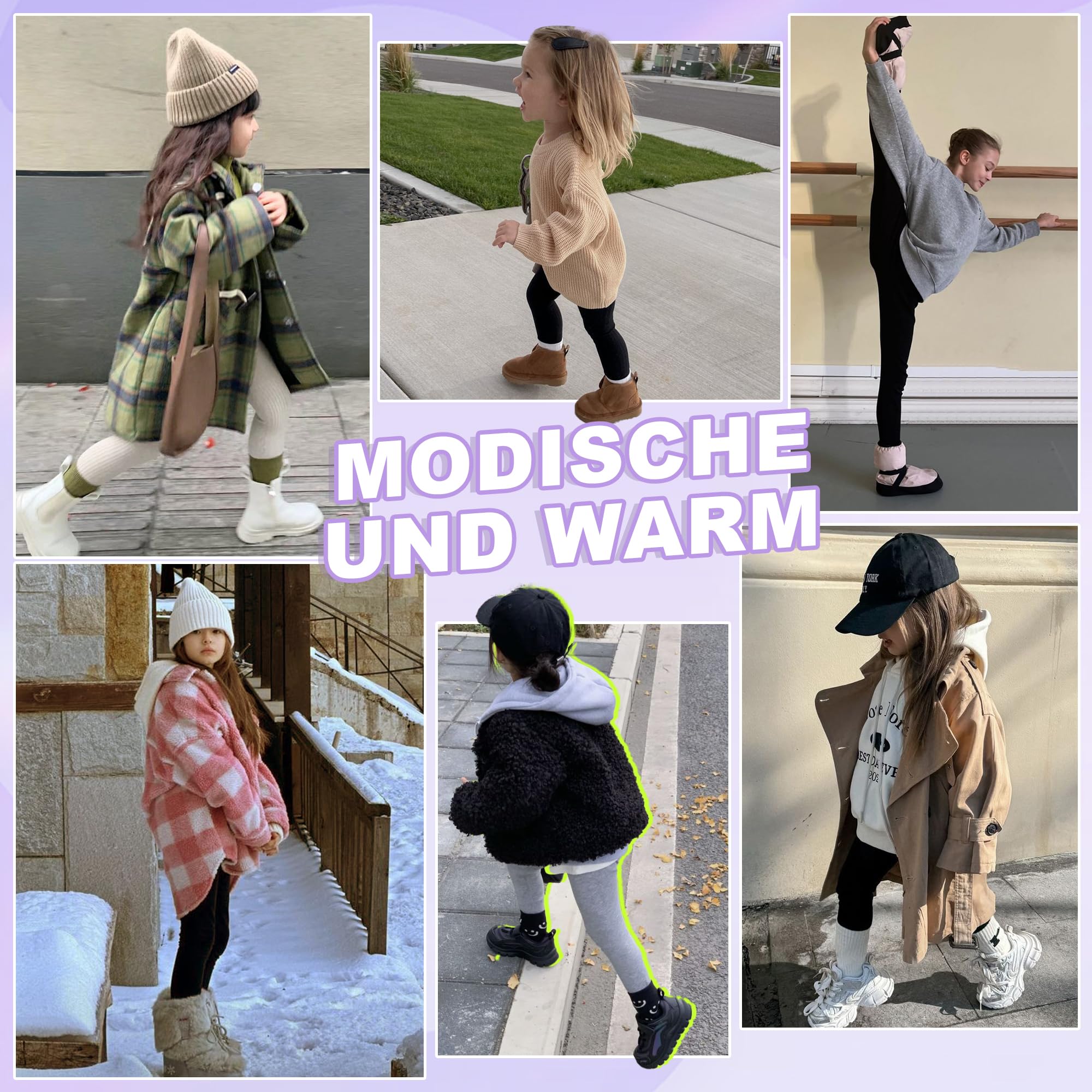AMIYOYO Thermolegginsy dziewczęce legginsy z podszewką z polaru, na zimę, długie spodnie termiczne, pogrubione, ciepłe, termiczne, nieprzejrzyste, elastyczne