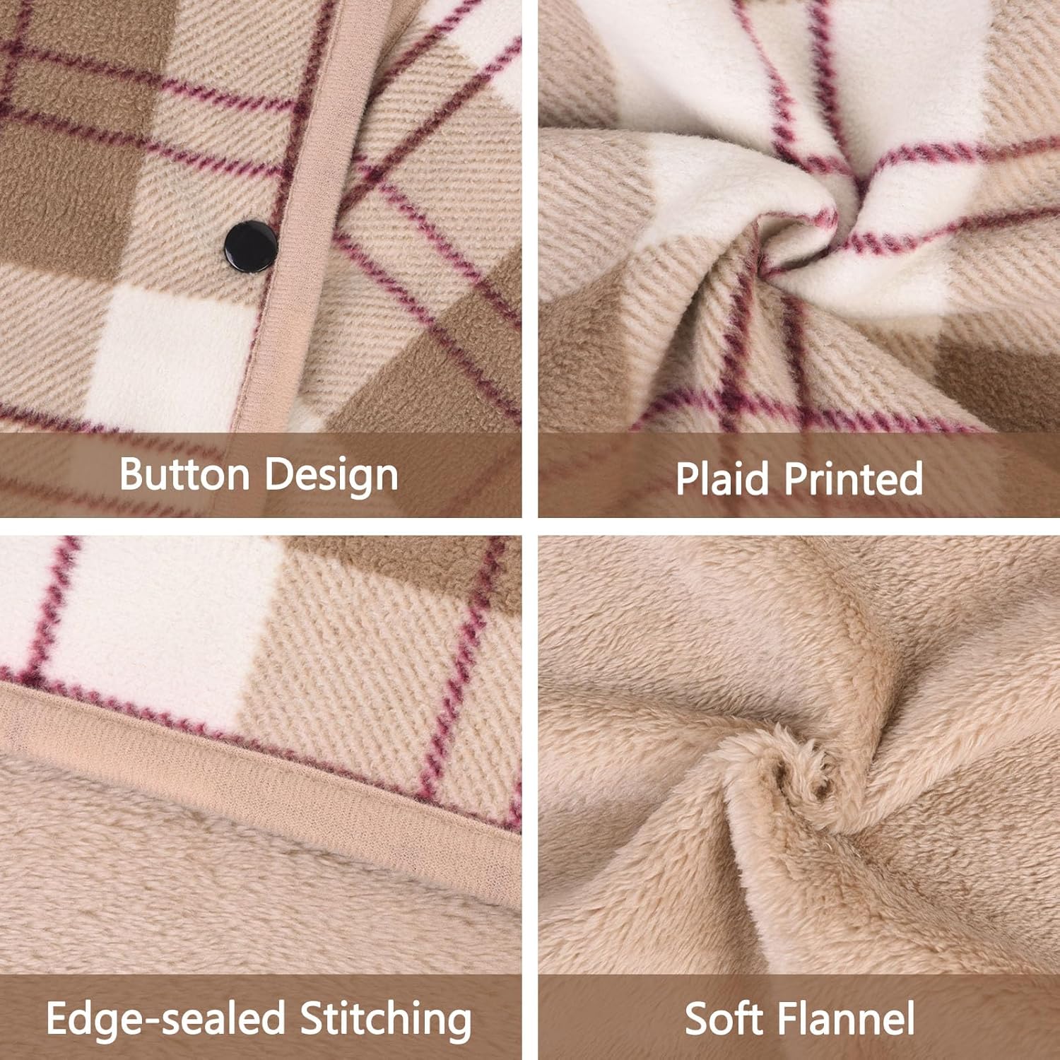 forestfish Wearable Blanket Poncho With Pockets And Buttons, Flannel Shawl Wrap Blanket For Women Soft And Warm - Image 5