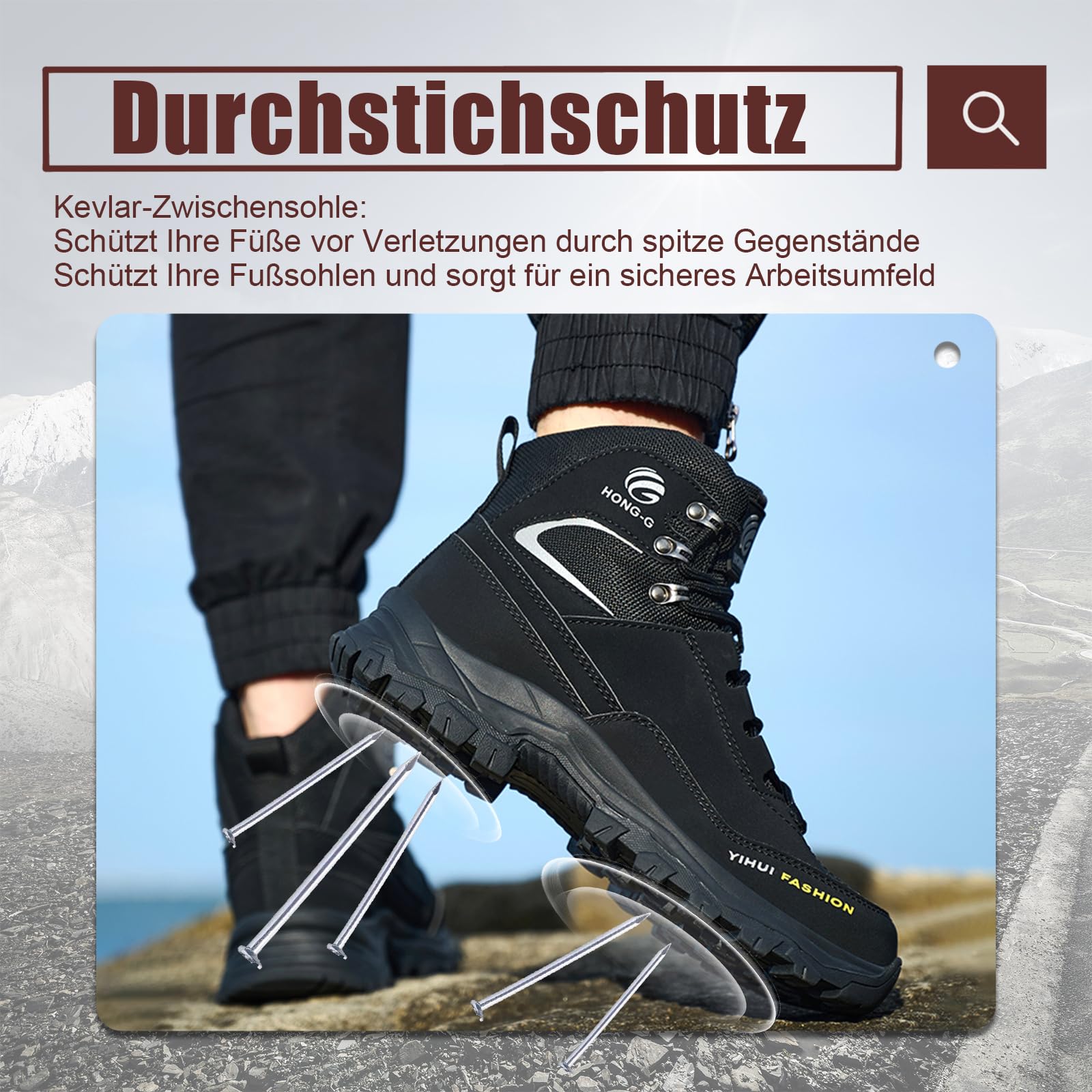 Botas de Seguridad para Hombre Mujer Ligeras Zapatos de Seguridad con Punta de Acero Botas de Trabajo Antideslizante Calzado Industrial Caña