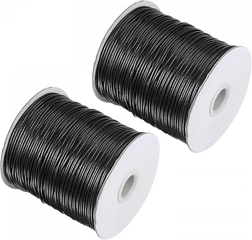 uxcell 2 cuerdas de poliéster encerado de 0.059 pulgadas (518.4 ft) (172 yardas), cuerda de manualidades para hacer joyas, pulseras, collares,
