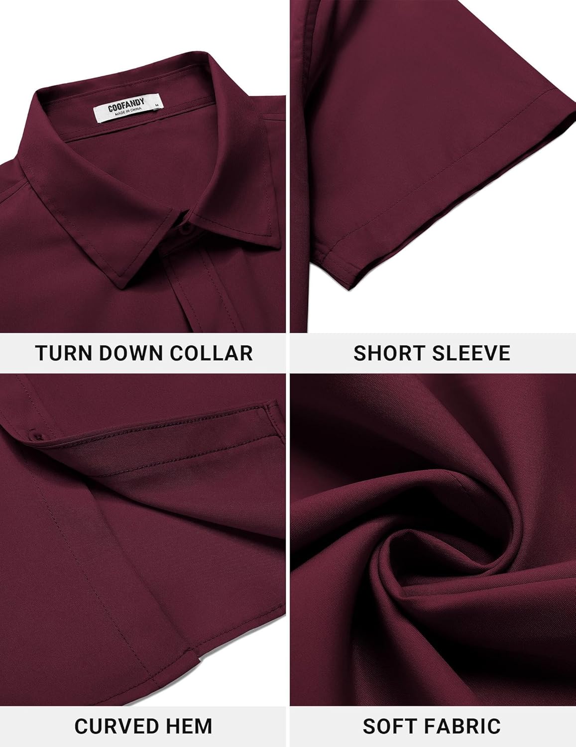 COOFANDY Men's Button Down Shirt Short Sleeve Dress Shirt Casual Beach Summer Wedding Shirt - Image 5