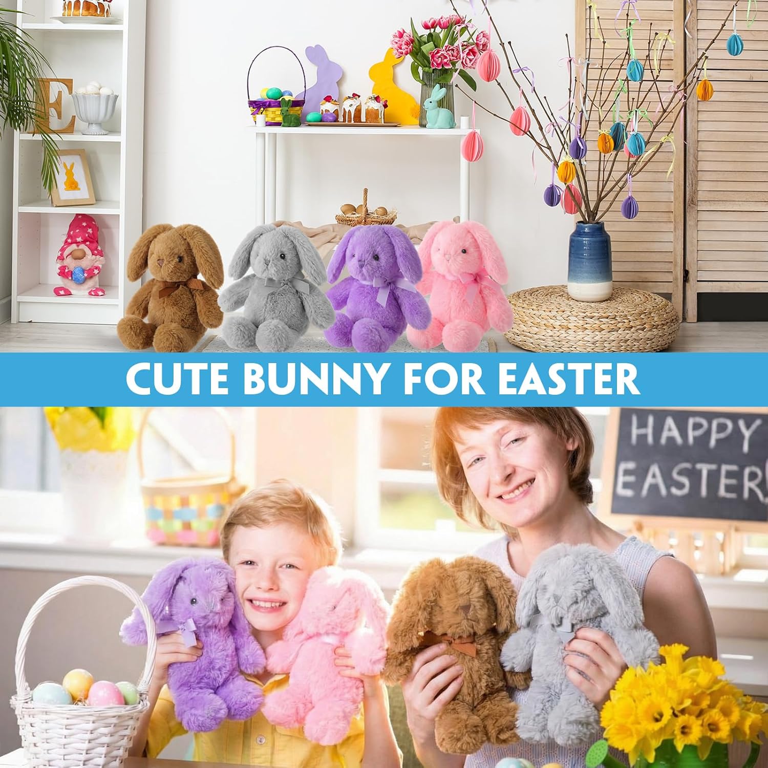 10 Pcs 13.5 Inch Plush Easter Bunny Stuffed Animal Stuffed Bunny Rabbit Toy for Baby, Toddler and Kids Cute and Cuddly Friend for Boy or Girl Great Gift for Easter, Christmas, Birthday - Image 6