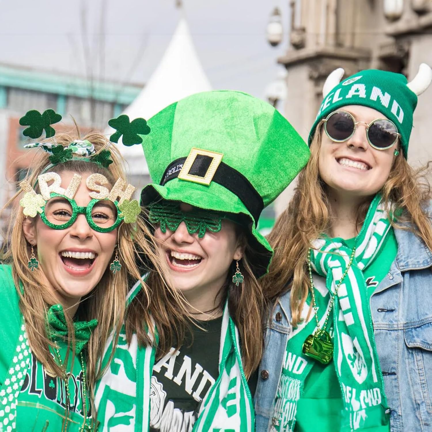 St Patricks Day Earrings, Green Shamrock Dangle Earrings for Women, St. Patrick's Day Accessories Good Luck Hoop Earrings - Image 4