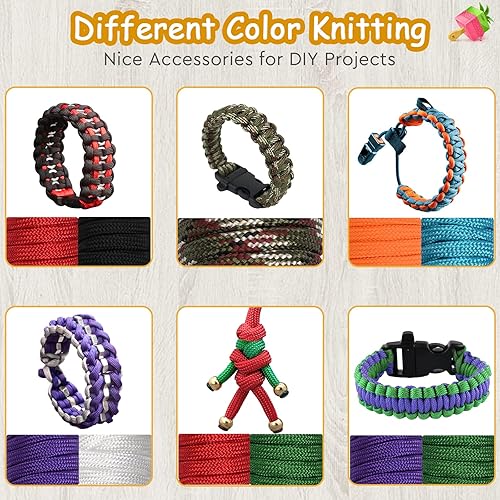 Miniatura 4 de 24 colores de cuerda paracord multifunción de 10 pies cuerda paracord de supervivencia de 550 libras kit de manualidades combinado aleatorio para