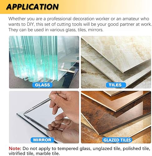 Miniatura 6 de Cortador manual de azulejos, cortador de azulejos de vidrio 2 en 1, herramienta de mano con alicates de rotura de vidrio, kit de corte de espejo con