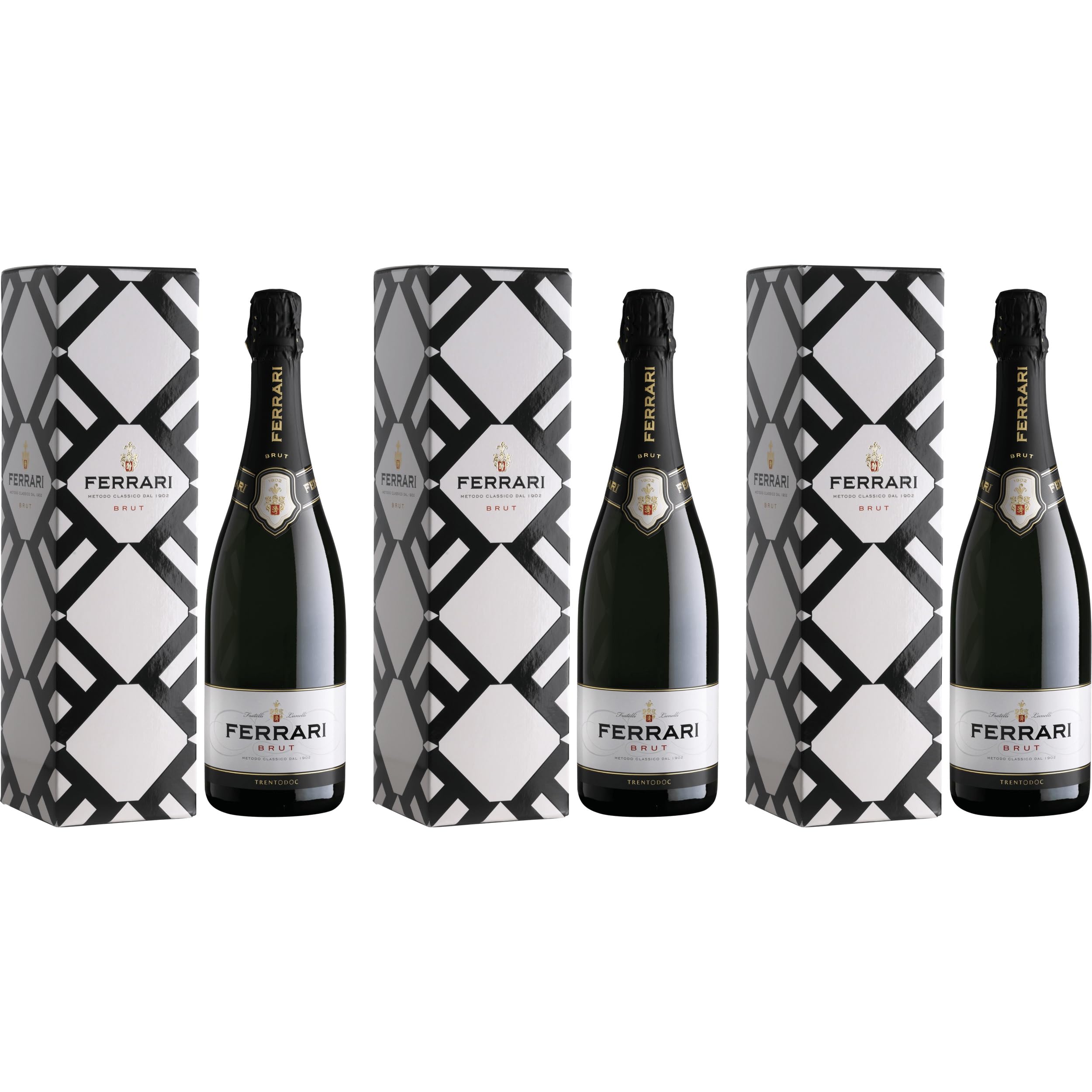 Ferrari Brut Trentodoc mild Weisswein Italien 1 Geschenkpaket inkl. Feinwert E-book ((3 x 0.75 l))