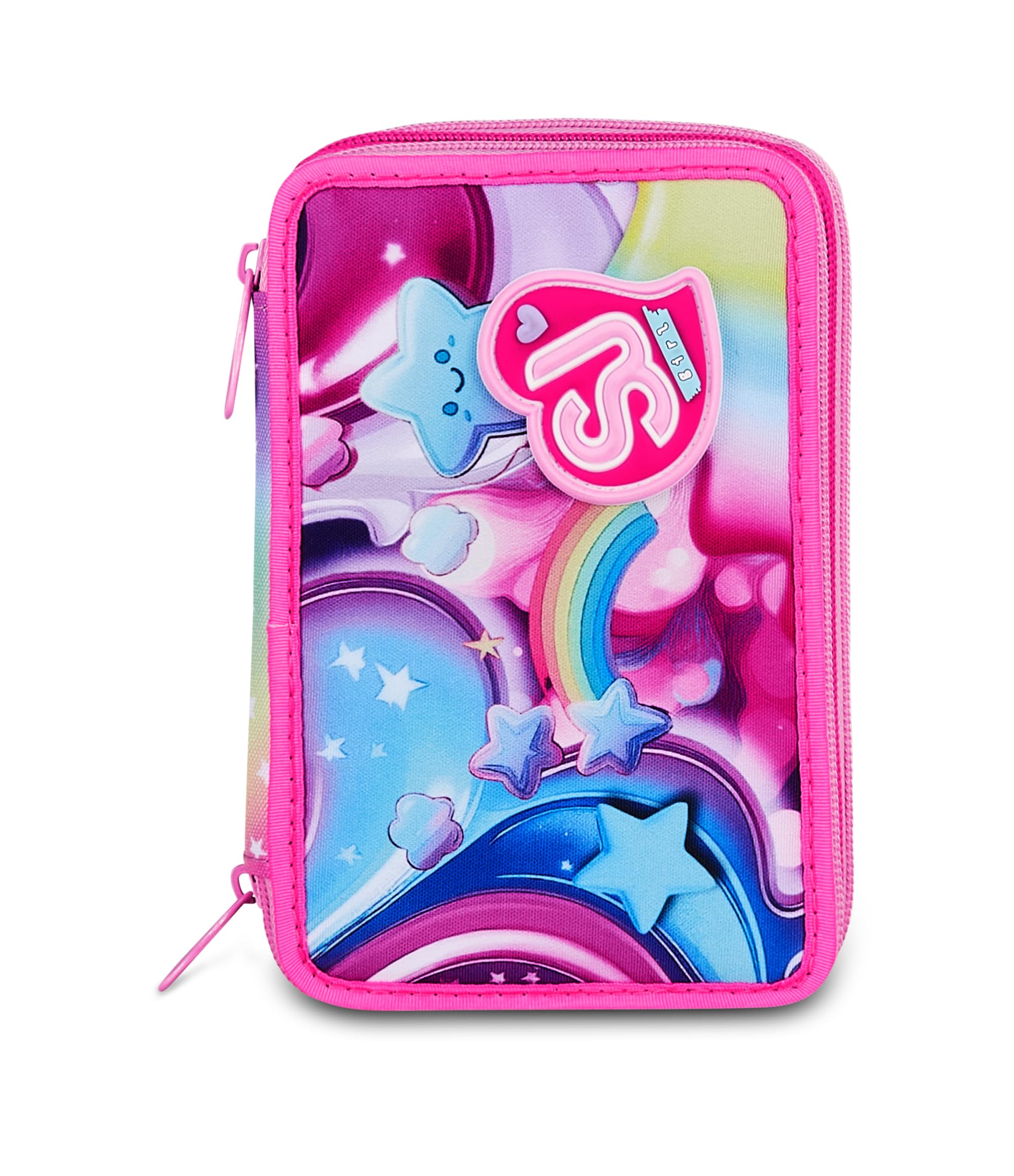 SJ GANG STYLE JAM GANG Astuccio Scuola 3 zip SOFT POUCH GIRL, Rosa, Triplo Scomparto, 45 pezzi, Portapenne Attrezzato, Completo di matite, penne e colori, Accessori Zaino, Scuola elementare, Bambina