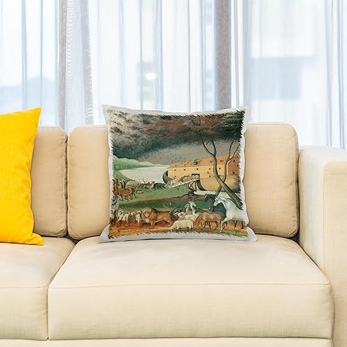 Miniatura 2 de 3dRose pc_164521_1 Funda de almohada de animales de la vendimia del Arca de Noé, religión, 16 x 16 pulgadas