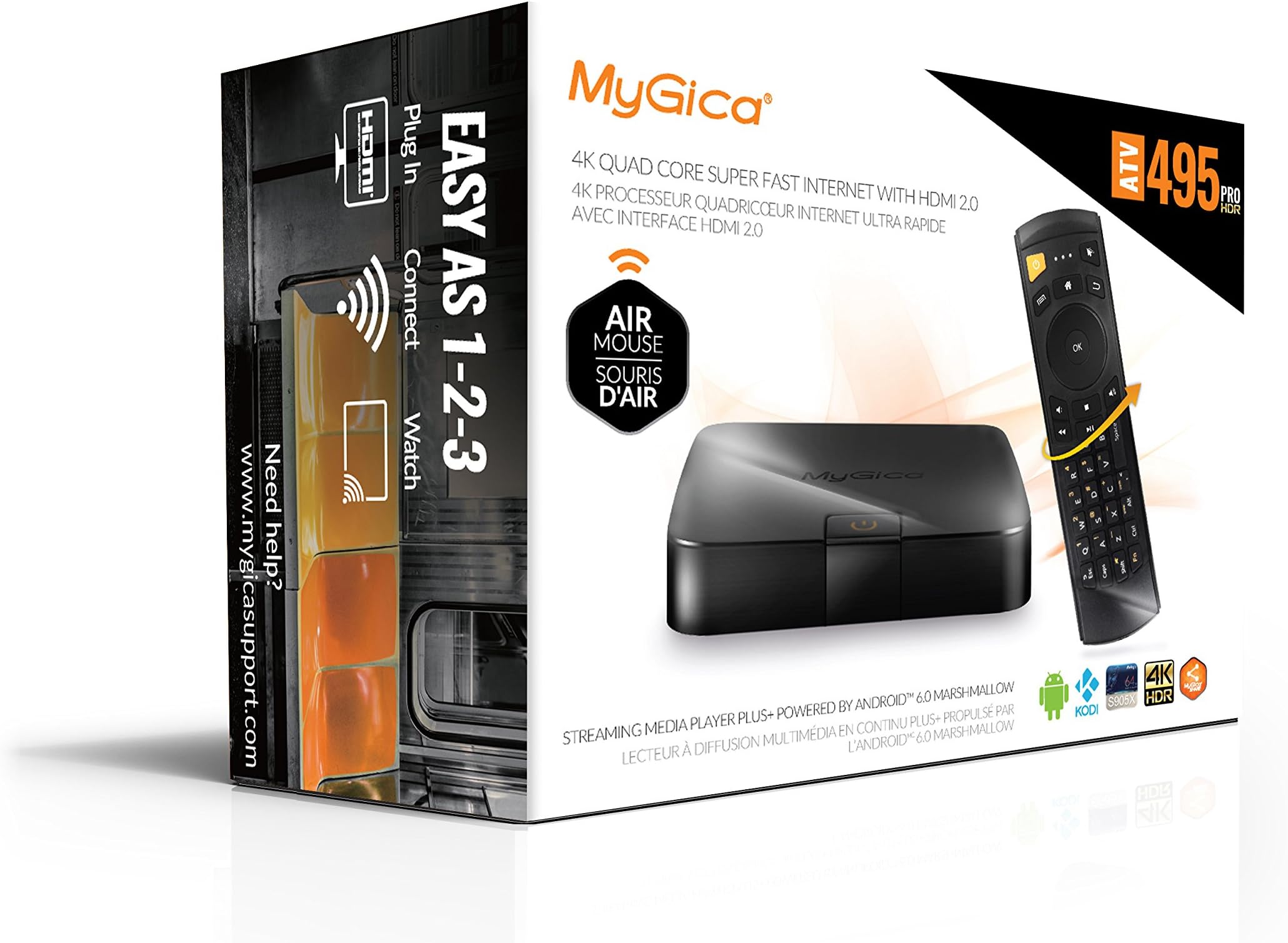 MyGica ATV 495Pro HDR | Android 6.0 Marshmallow Streaming Media Player | 4K Ultra HD Video | Dual Band AC Wi-Fi | KR-41 Air Keyb