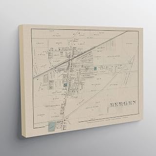 Vinage Hanging Canvas Print of Bergen Village 1876 Genesee County New York Genealogy 079 | 8x12 12x18 16x24 20x30 24x36 Historical City Wall Art for Gift | Antique Rustic Home Office Decor