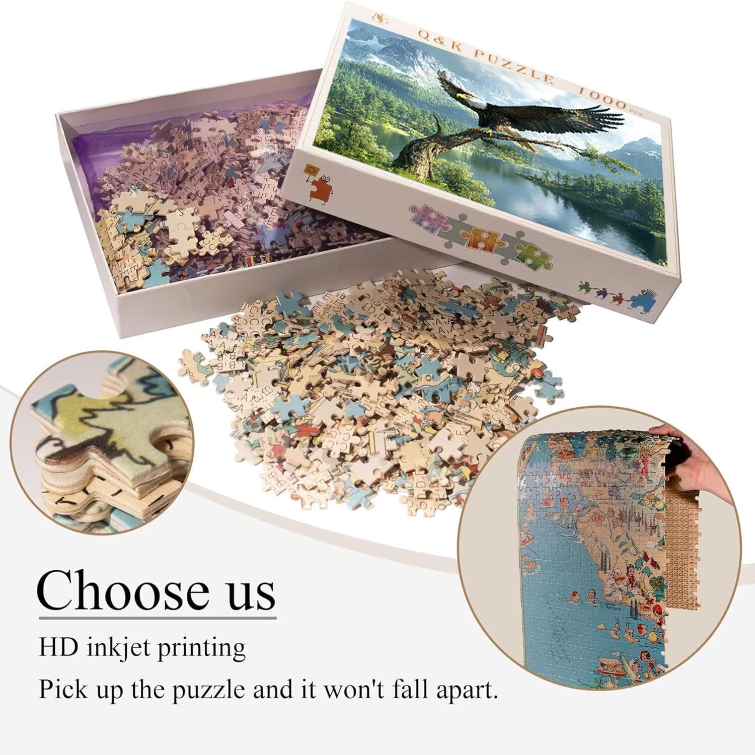 Drewniane puzzle dla dorosłych 1500 sztuk | Widok orła | Zabawki edukacyjne | Puzzle dla dorosłych i dekoracje rodzinne | Rozmiar 87 x 57 cm | Prezent dla dorosłych | Prezenty świąteczne (rozmiar