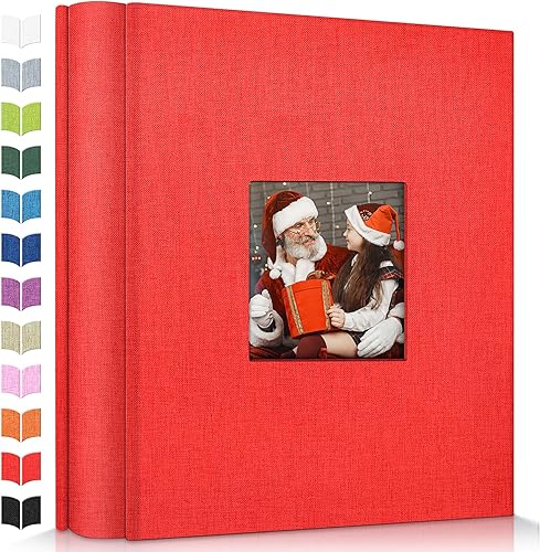 Miniatura 76 de Álbum de fotos de 4 x 6 pulgadas con 300 bolsillos, álbumes de fotos deslizables, cubierta de lino, libro de recuerdos con ventana frontal, página