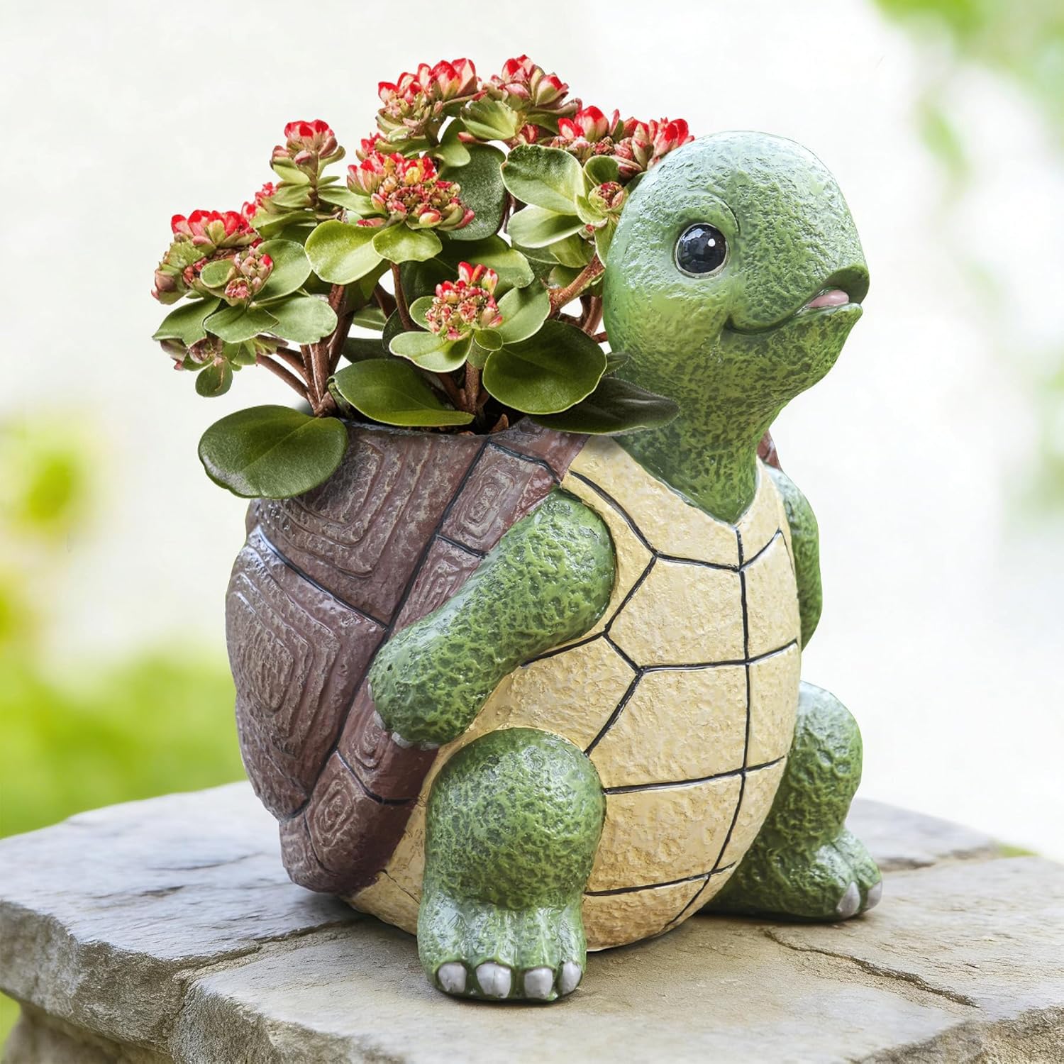 Saysmile Cute Turtle Planters for Indoor Plants, Small Succulent Pots with Drainage Hole, Unique Resin Plant Pots for Indoor Outdoor Use, Decorative Succulent Planters, Gift Ideas for Plant Lovers