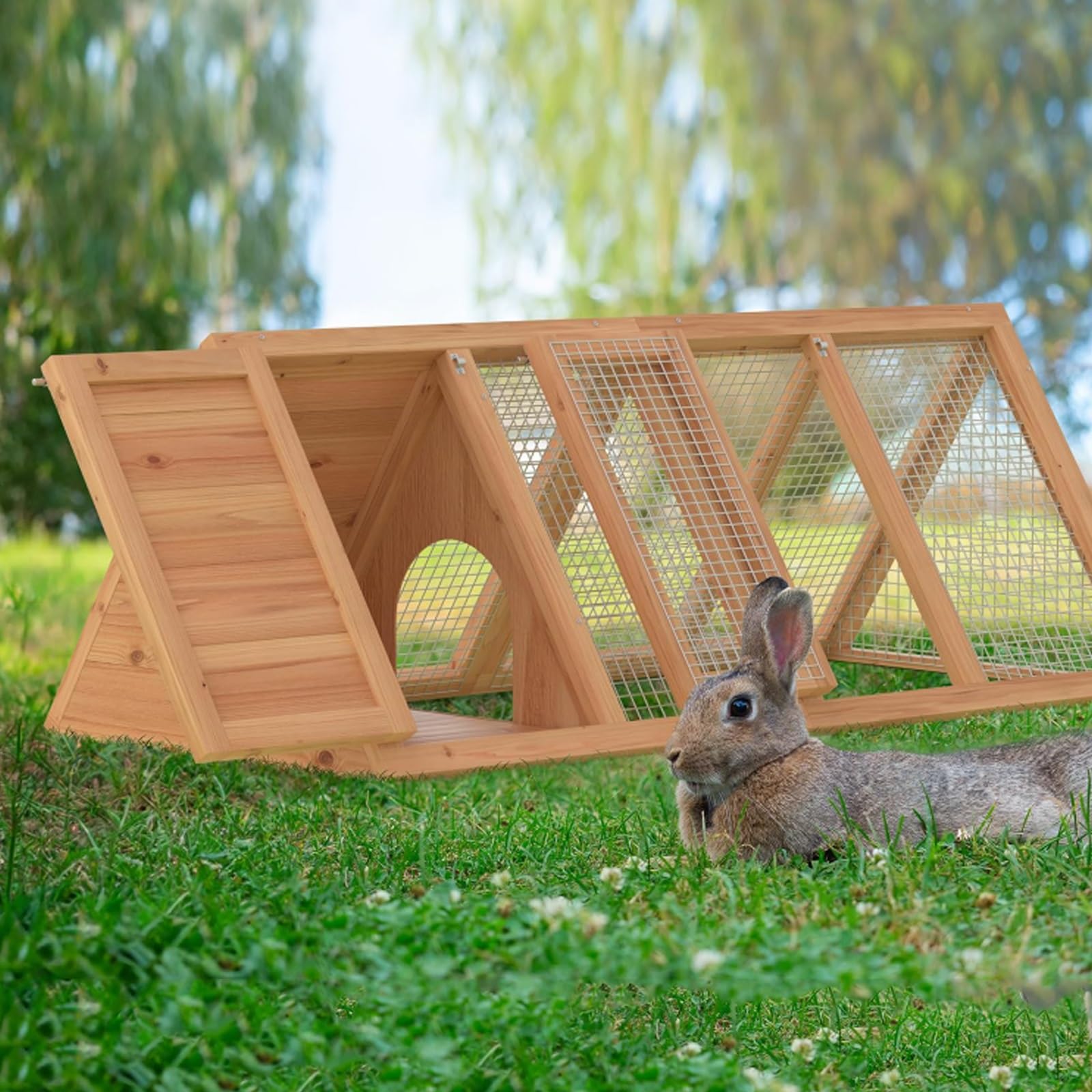 Jaula Pequeña para Conejos, Jaula para Codornices, Jaula de Madera para Conejos, Gallinero de Exterior con Red de Ventilación para Hurones, Chinchillas y Erizos