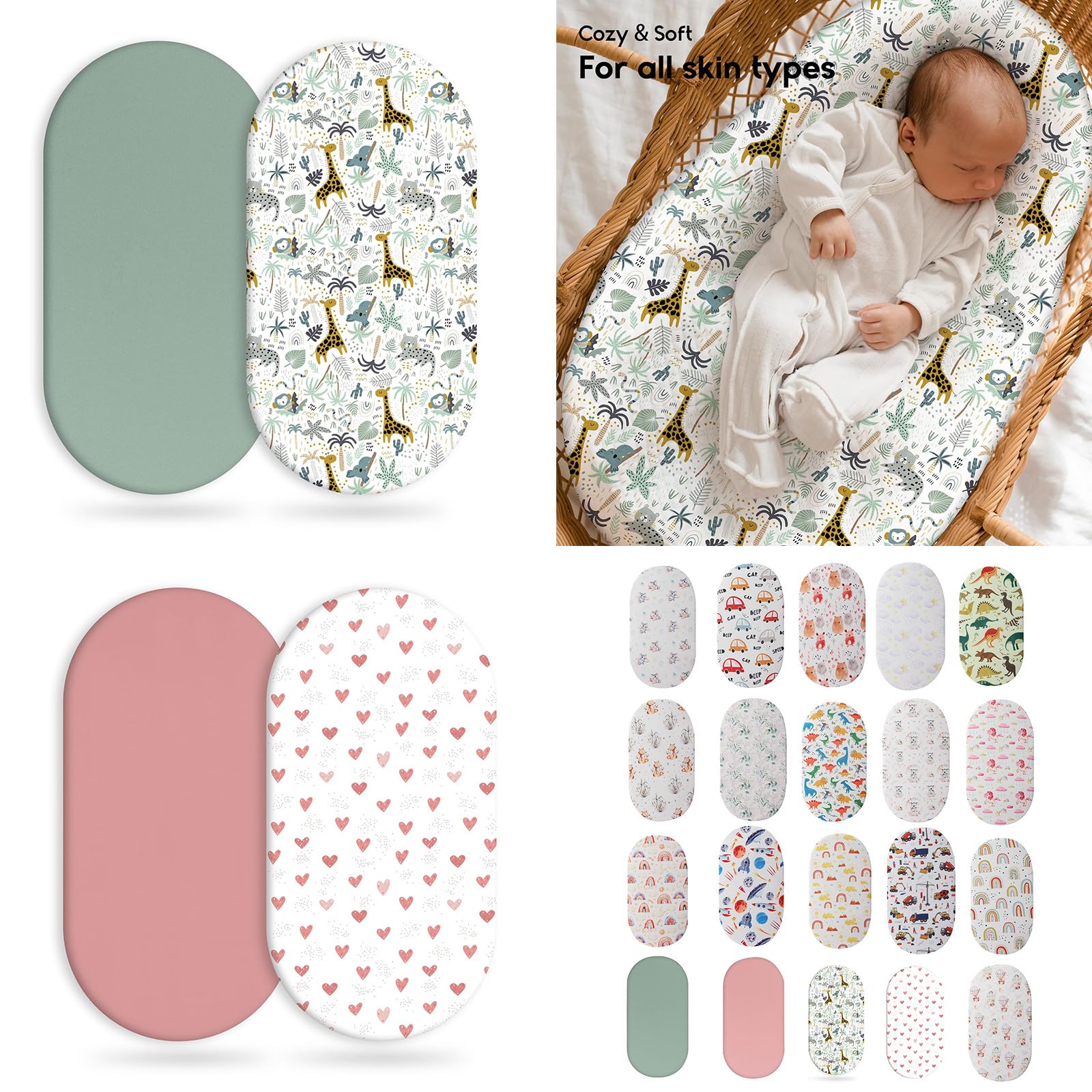 TNNOKL Soft Bassinet Sheet Elastic Newborns Baby Fitted Sheet Protective Sleeve Case Nursery Room Essential Comfortable