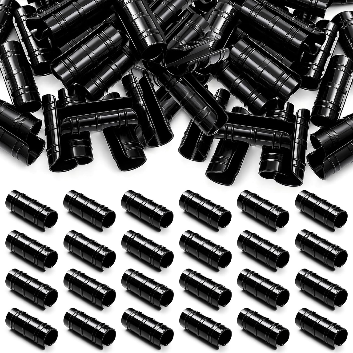 100 Pcs 1-1/4 Inch Greenhouse Clips Plastic Clamps 32 mm black Garden Buildings Tube Clips for PVC Pipe Sunshade Nets Row Covers Frame Shelters Season Plant Gardening Supplies Accessories