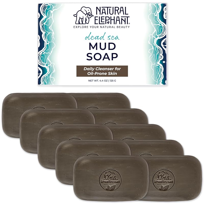 Sabonete em barra de lama do Mar Morto Natural Elephant para rosto e corpo, 125 g, pacote com 10