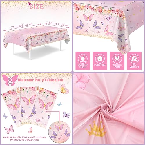 Miniatura 2 de Staraise 3 manteles de mariposa, manteles de plástico desechables con mariposas, mariposas temáticas de primavera en acuarela, decoración de