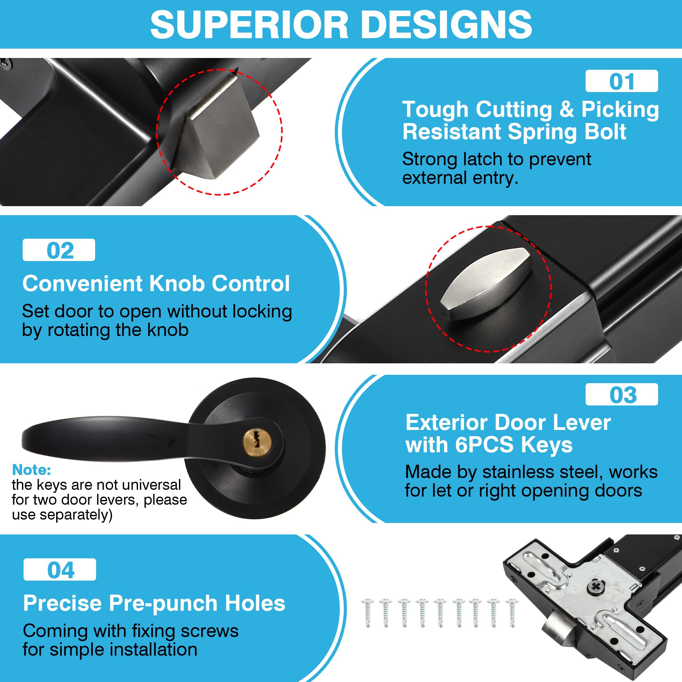 IRONWALLS 2Pack Commercial Exit Device Panic Bar with Alarm 27.5