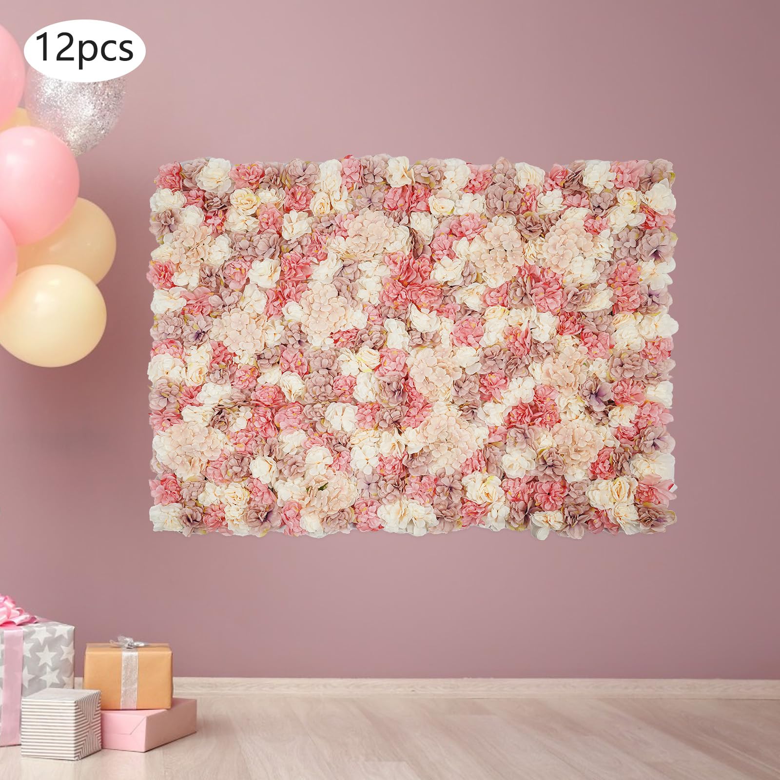 Blumenwand Hintergrund12 Stück künstliche Blumenwand 38 × 38 m kunstvoll gestaltete Blumenwandpaneele Hochzeiten Verlobungen Jubiläumsfeiern Dahlien Rosen (Herbstfarbene)