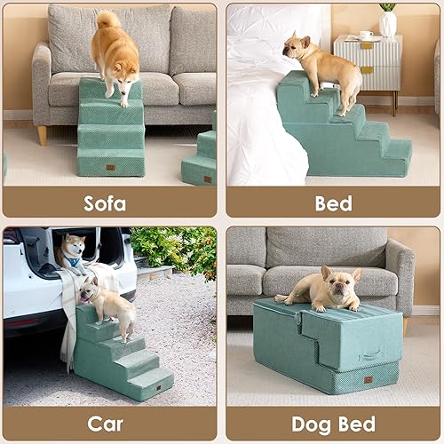 Miniatura 7 de EHEYCIGA Escaleras para perros pequeños de 13.5 pulgadas de alto, escalones para perros de 3 escalones para sofá y silla, escalones para mascotas