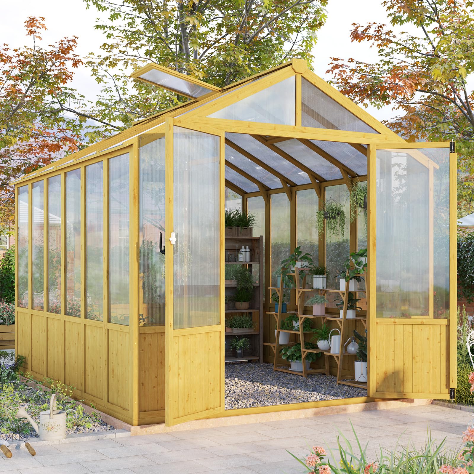 Amazon.com : Jocisland 8 x 9.5-Ft Wooden Greenhouse | Walk-In