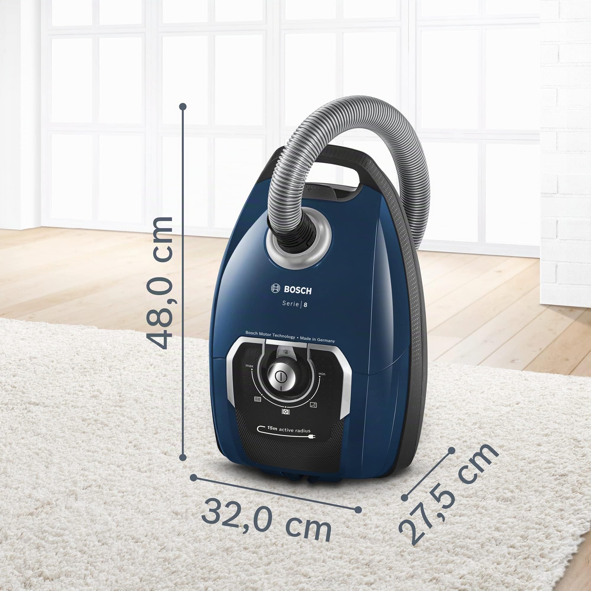 Bosch Hausgeräte Serie 8 BGB75X494, Aspirapolvere con Sacchetto, Blu