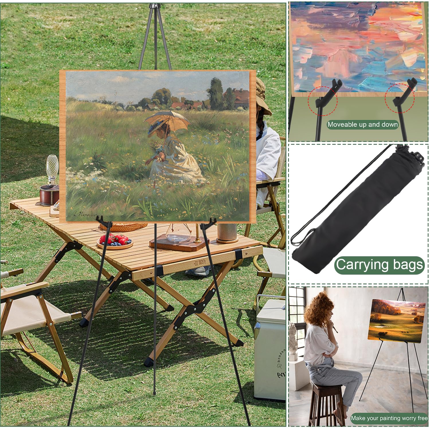veasfak Support de Chevalet pour Artiste Chevalets d'Art et de Dessin Photo Présentoir Pliable Support de Chevalet