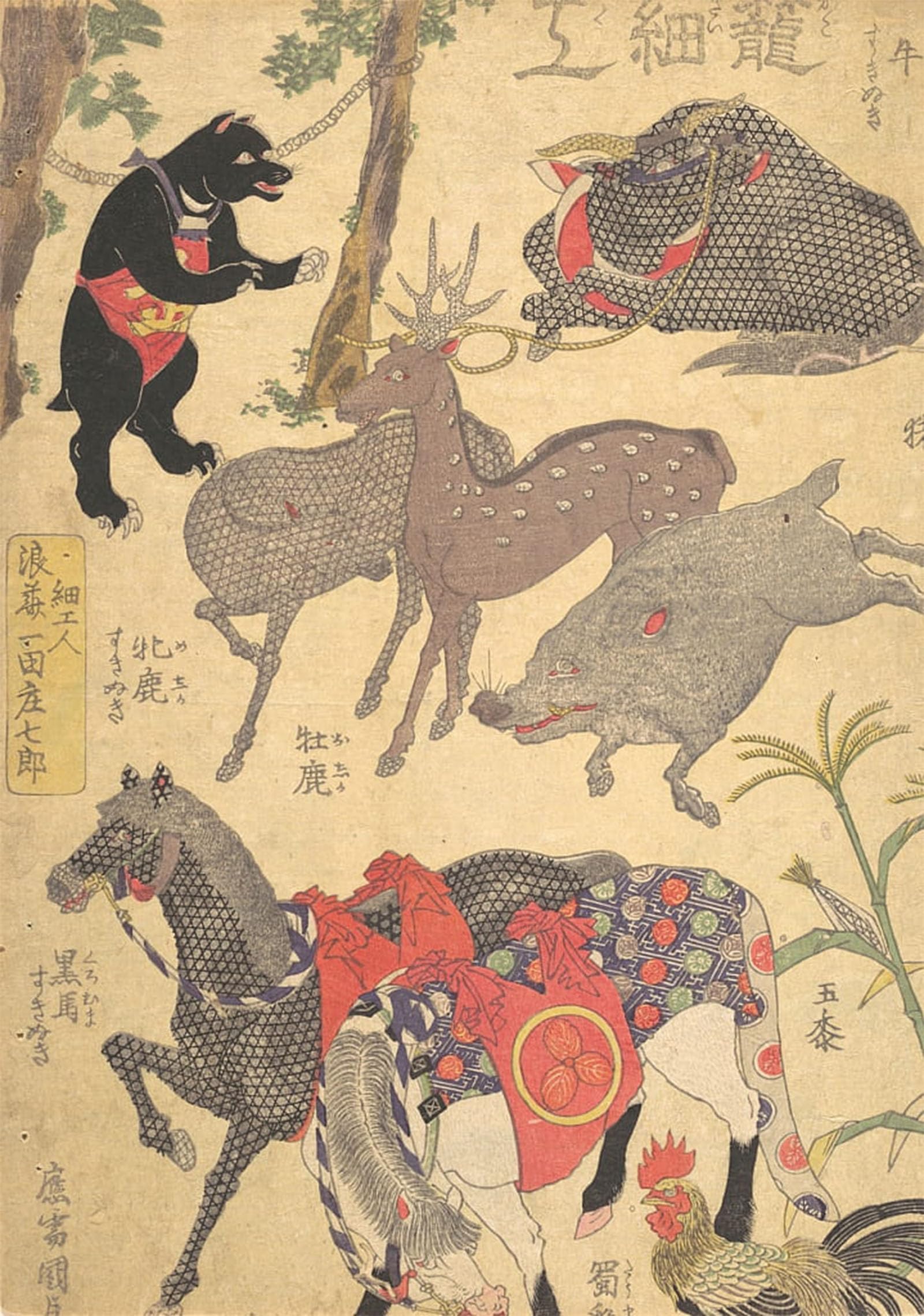 POSTERIIk Famous Animal Posters Vintage Picture Famou Painting by Utagawa Kunisada Modern Wall Decor for Home Decor 60x90cm
