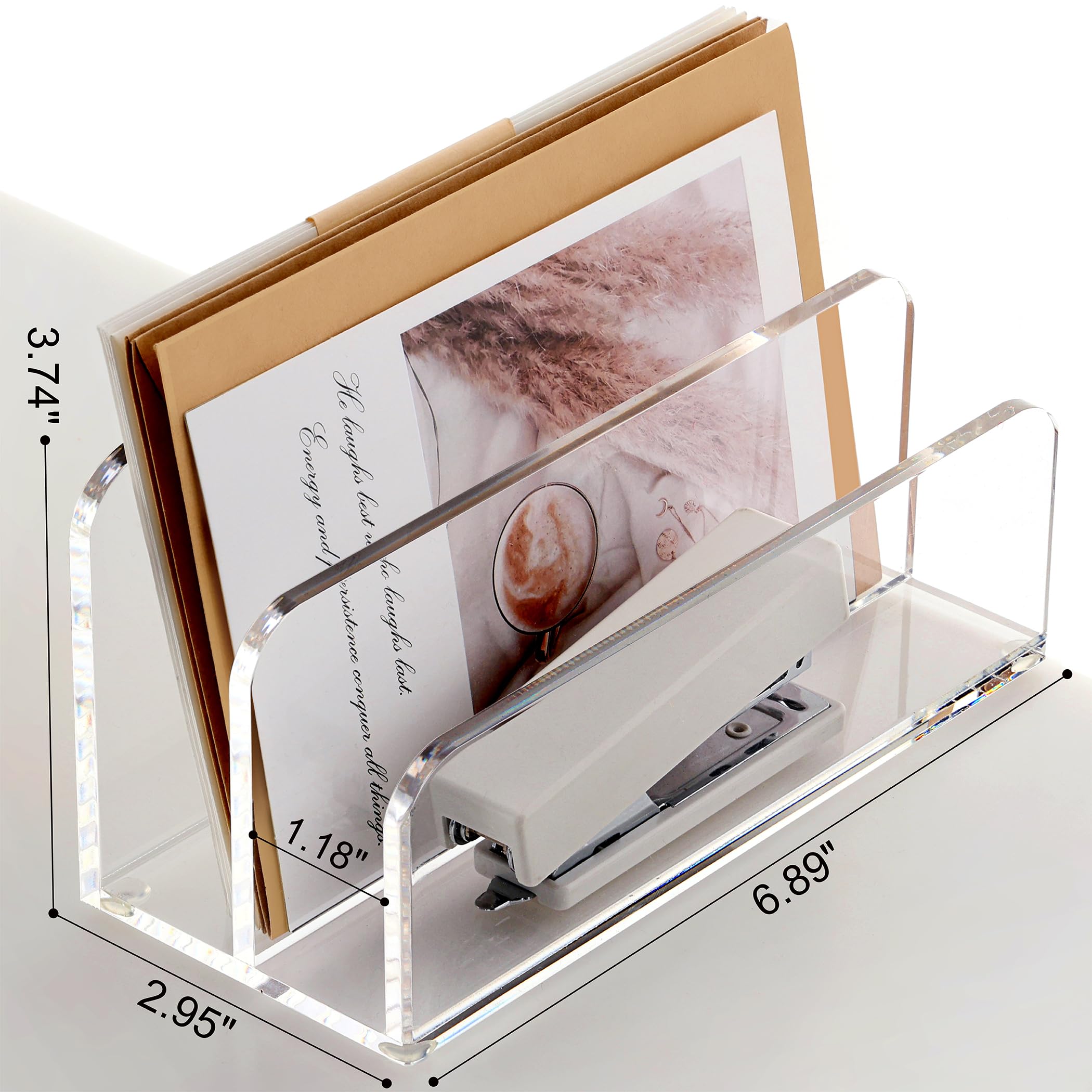 Clear Vertical Letter Sorter Desk Organizer Acrylic Mail Holder For