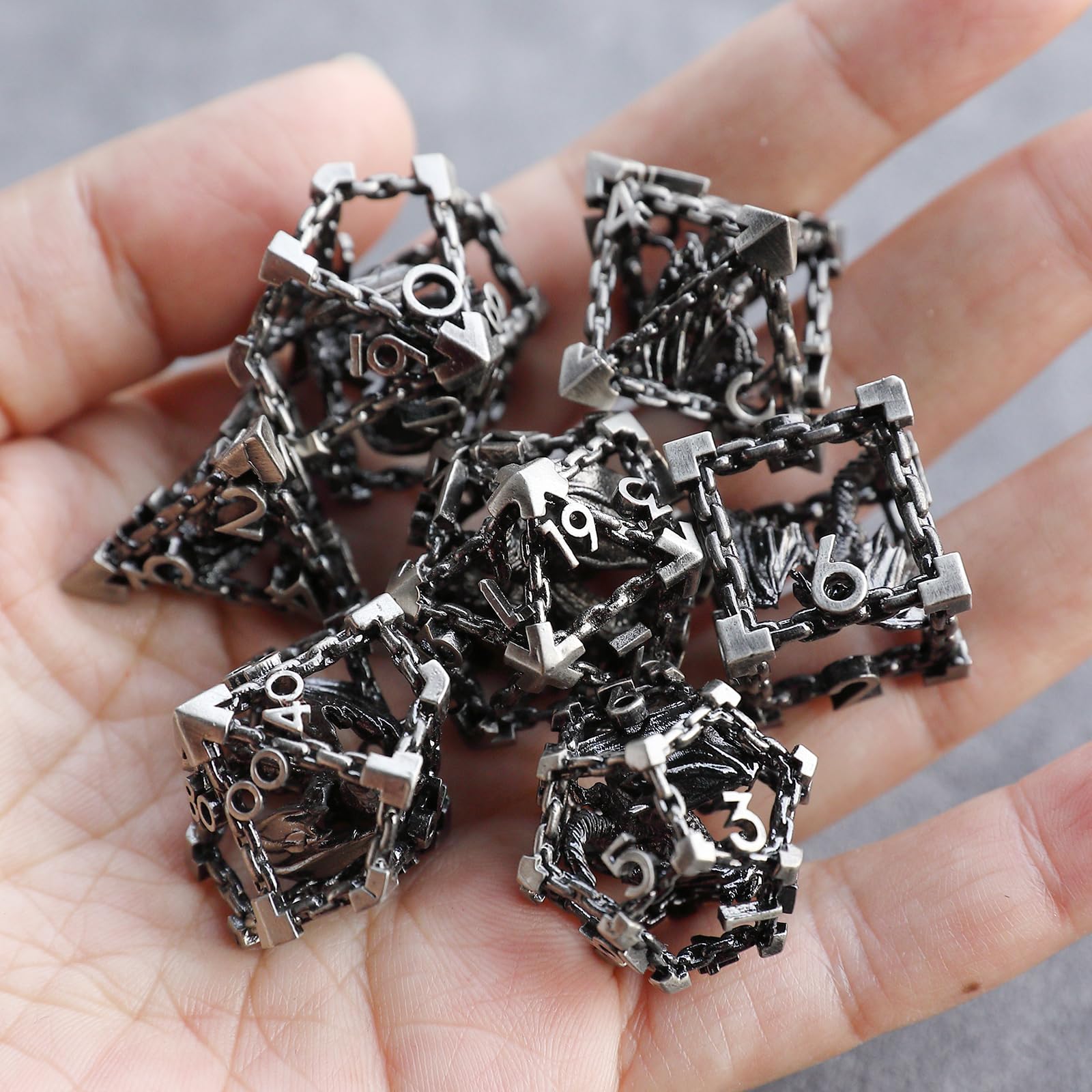 Metal DND Dice Set 7 Hollow 3D Dragon DND Dice Polyhedral Dice D20 D12 D10 D% D8 D6 D4 for Dungeons & Dragons RPG Board Table Games RPG MTG Games - Image 7