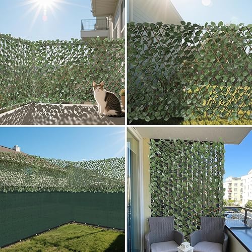 Miniatura 2 de E&K Sunrise - Rejilla para cerca de privacidad de hojas sintéticas expandibles, cubierta de cerca de hojas artificiales, decoración para jardín,