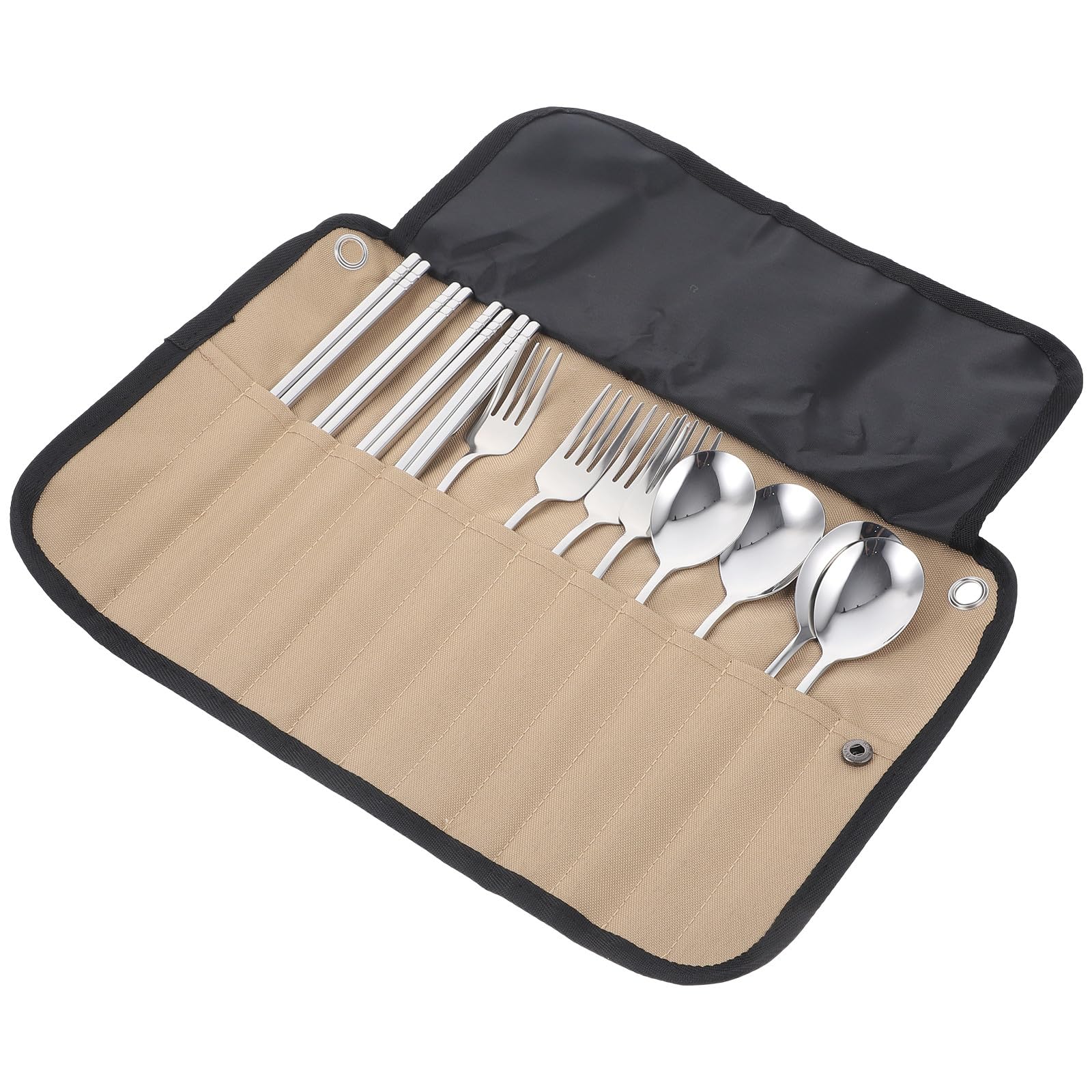 Homoyoyo Campingbesteck Satz Nylon Picknickbesteck Tragbare Bestecktasche Aufbewahrungsorganizer Leichtes Geschirrset für Outdoor Camping Picknick Wanderungen
