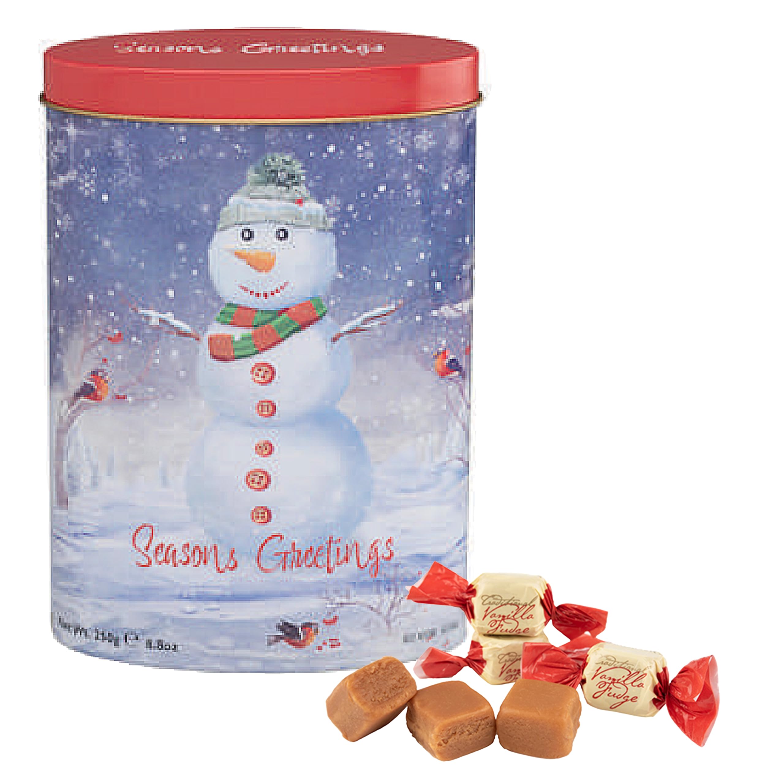 Gardiners of Scotland Handmade Fudge, Snowman Seasons Greetings Vanilla Fudge 8.8 Ounce Tin
