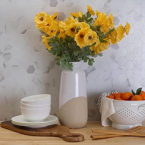 Miniatura 6 de Elements Tallos de flores artificiales de amapola dorada, flores falsas para decoración del hogar, 10 x 7 x 26 pulgadas